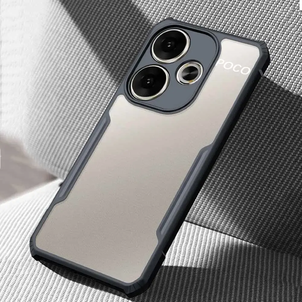 Shockproof Protective Case for POCO F6 - Matte Translucent Back with Reinforced Corners